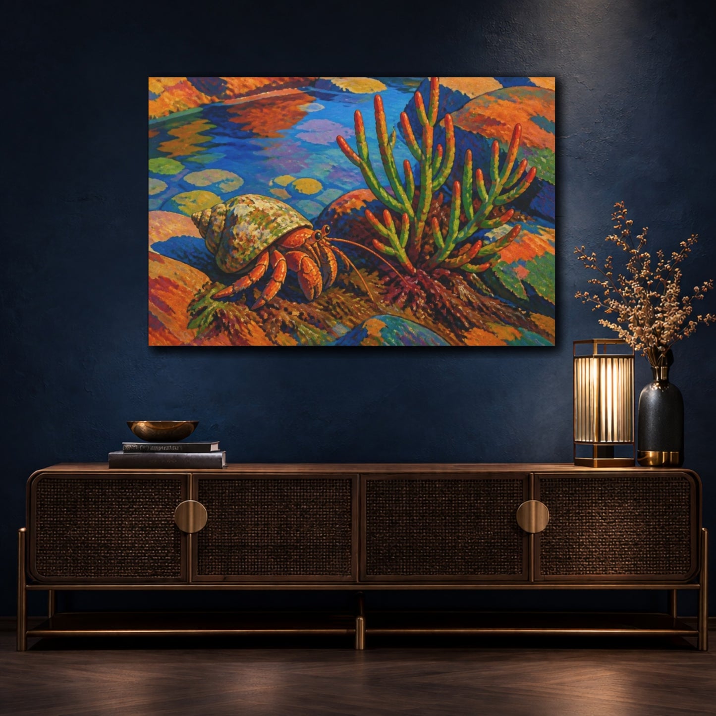 Mockup 4. Hermit Crab Nature Study shown as canvas print