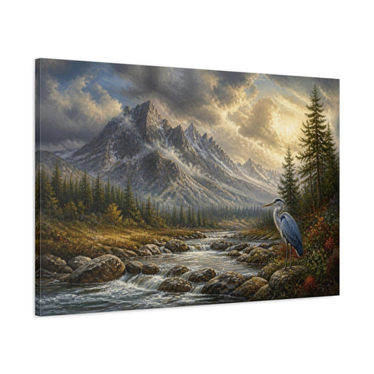 Main Mockup. Heron Mountain Landscape shown as canvas print