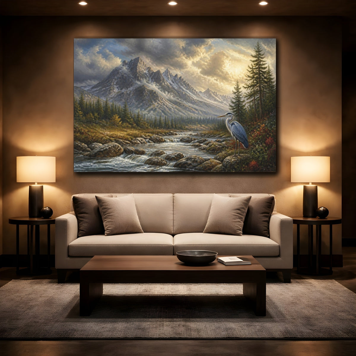 Mockup 2. Heron Mountain Landscape shown as canvas print