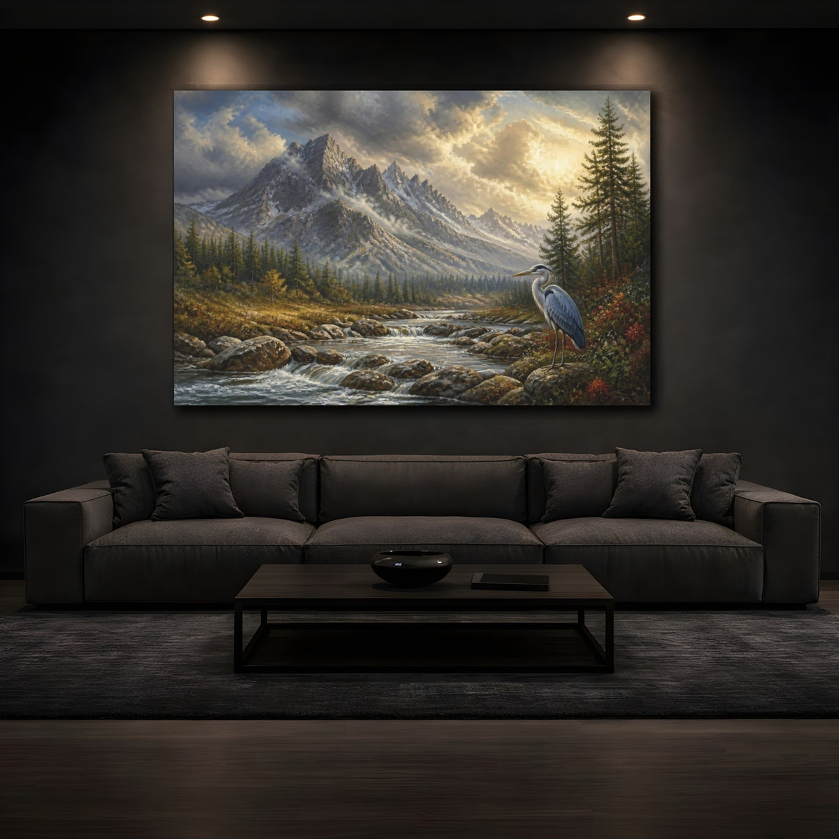 Mockup 3. Heron Mountain Landscape shown as canvas print
