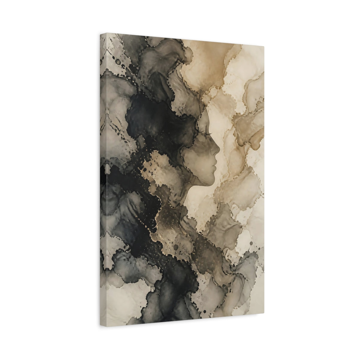 Side Mockup 3. Hidden Abstract Profile shown as canvas print