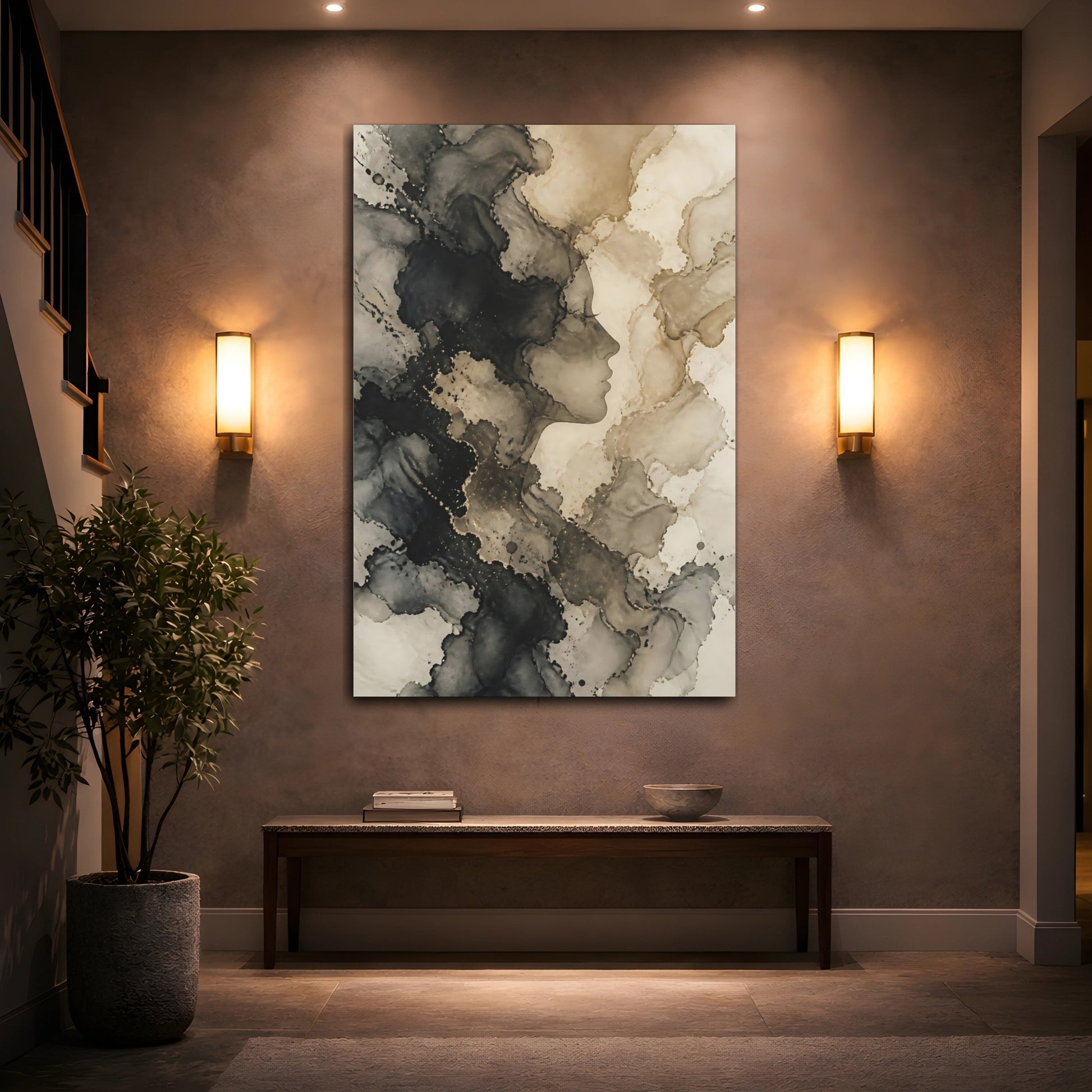 Mockup 2. Hidden Abstract Profile shown as canvas print