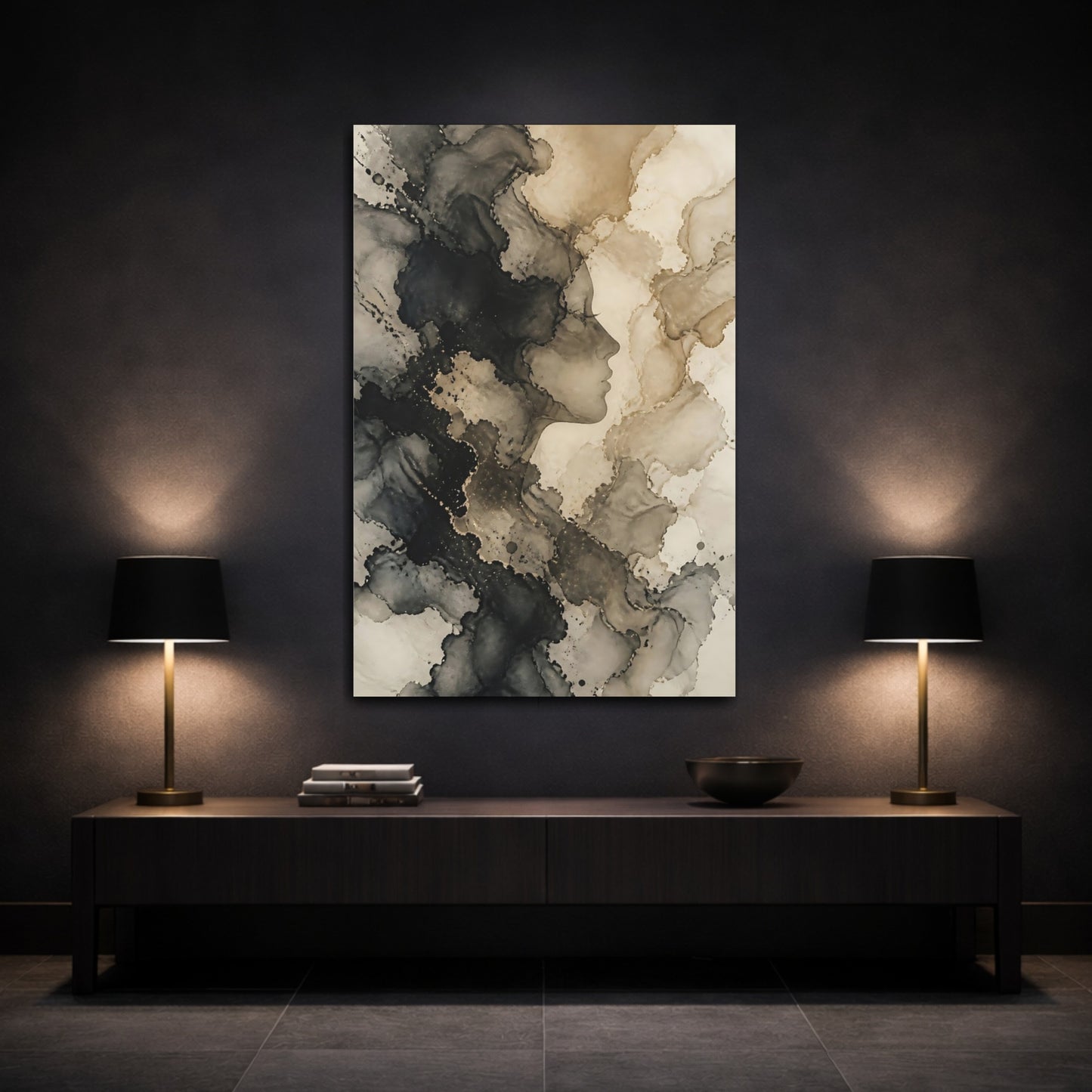 Mockup 3. Hidden Abstract Profile shown as canvas print