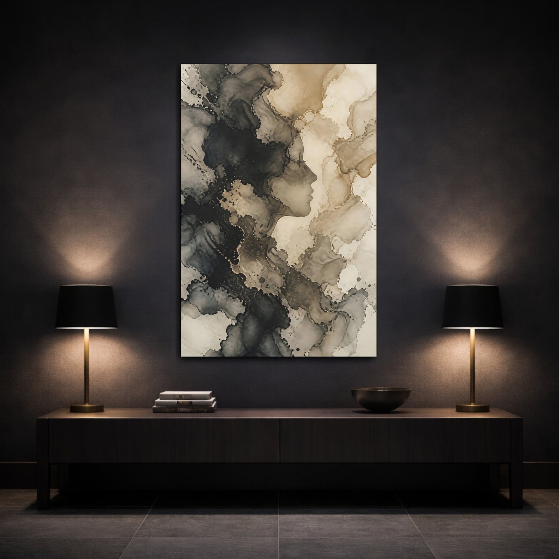 Mockup 3. Hidden Abstract Profile shown as canvas print
