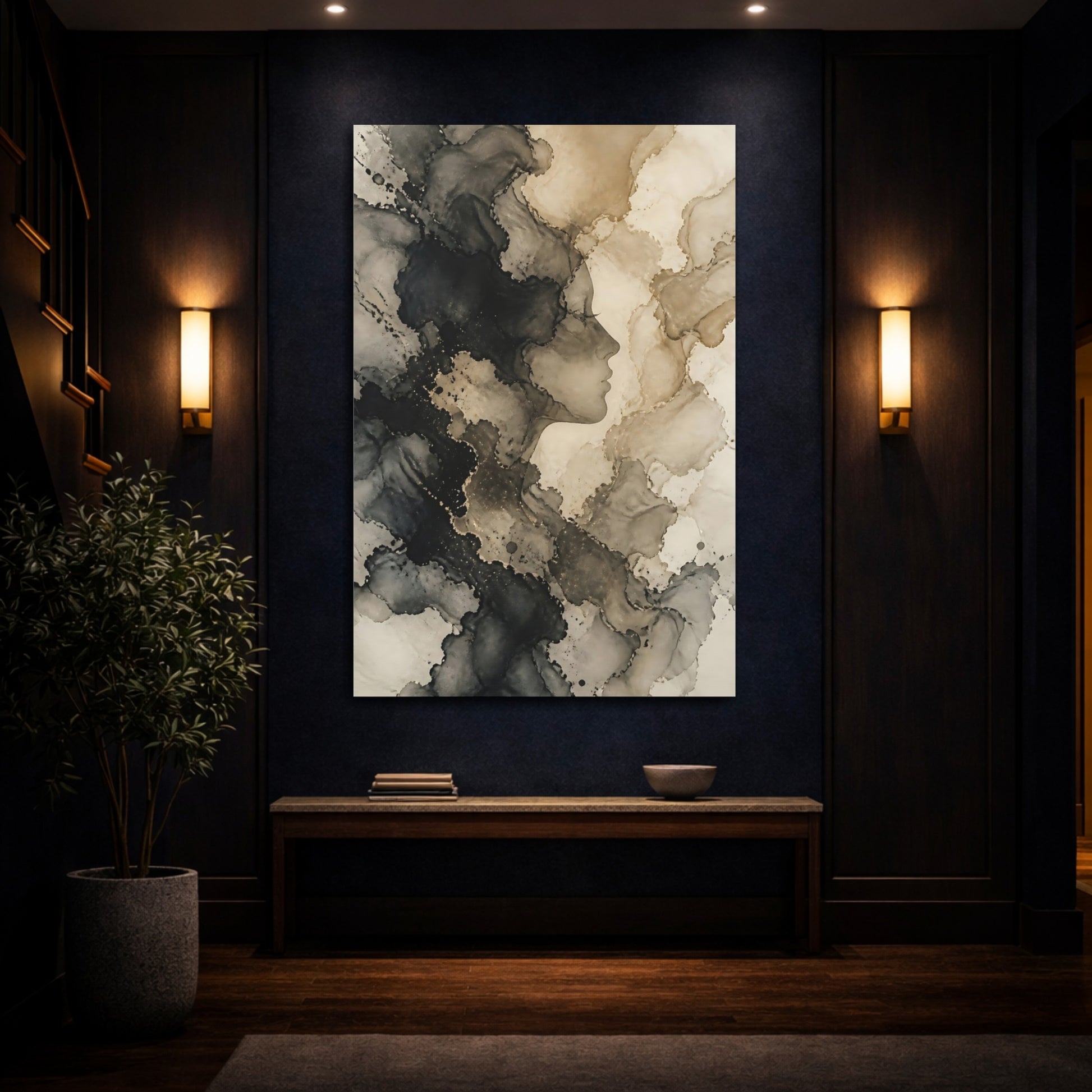 Mockup 4. Hidden Abstract Profile shown as canvas print