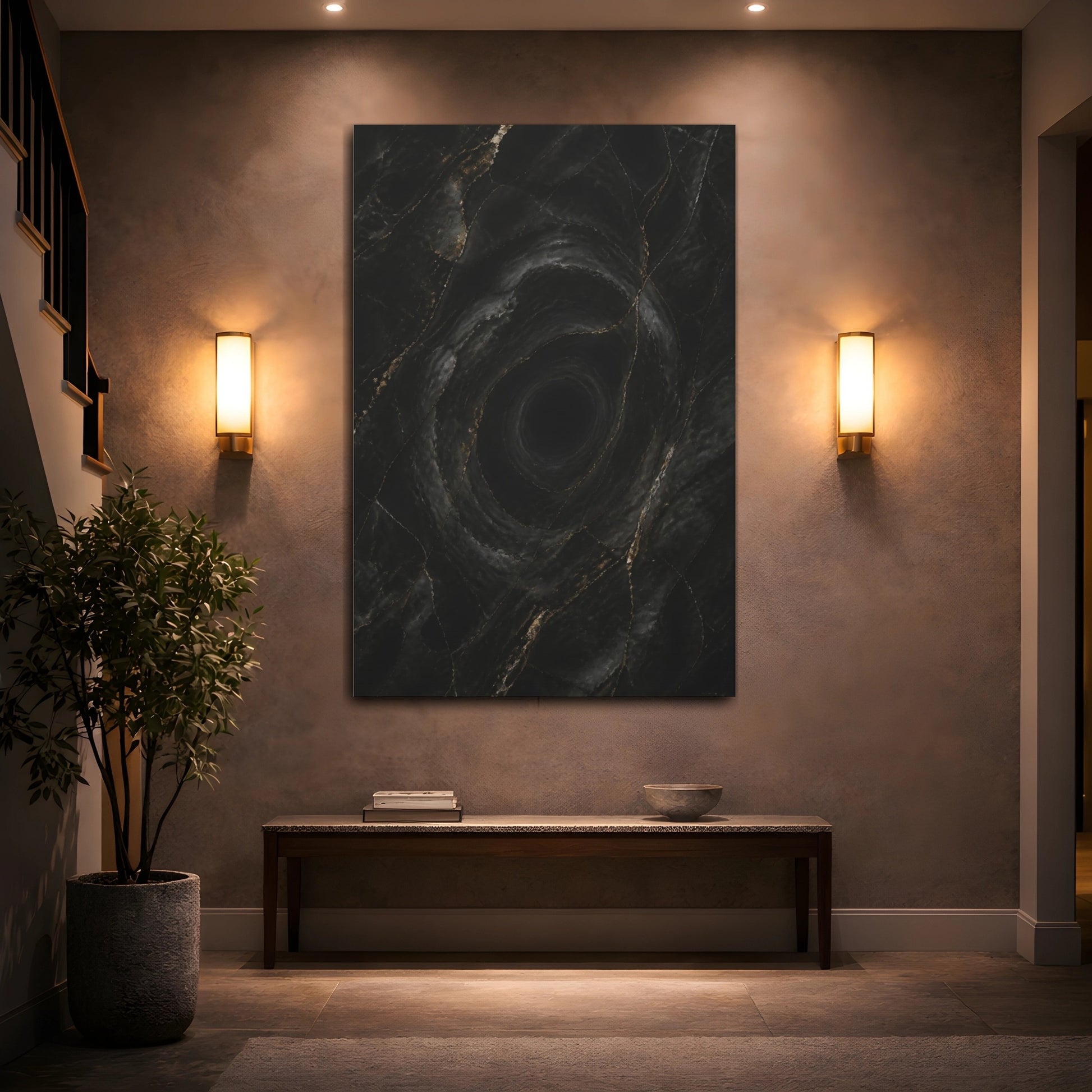 Mockup 2. Hidden Black Vortex shown as canvas print