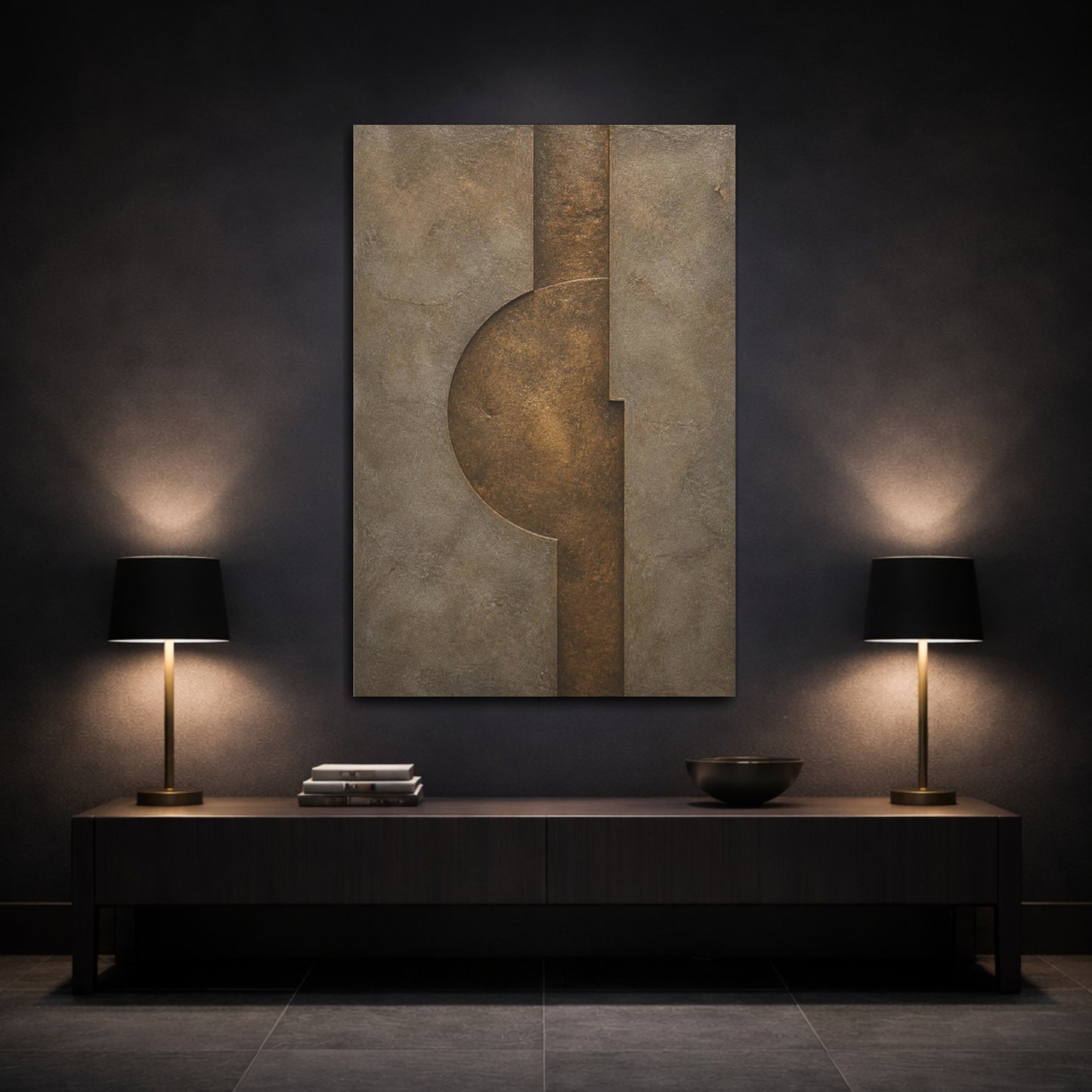 Mockup 3. Hidden Bronze Circle shown as canvas print