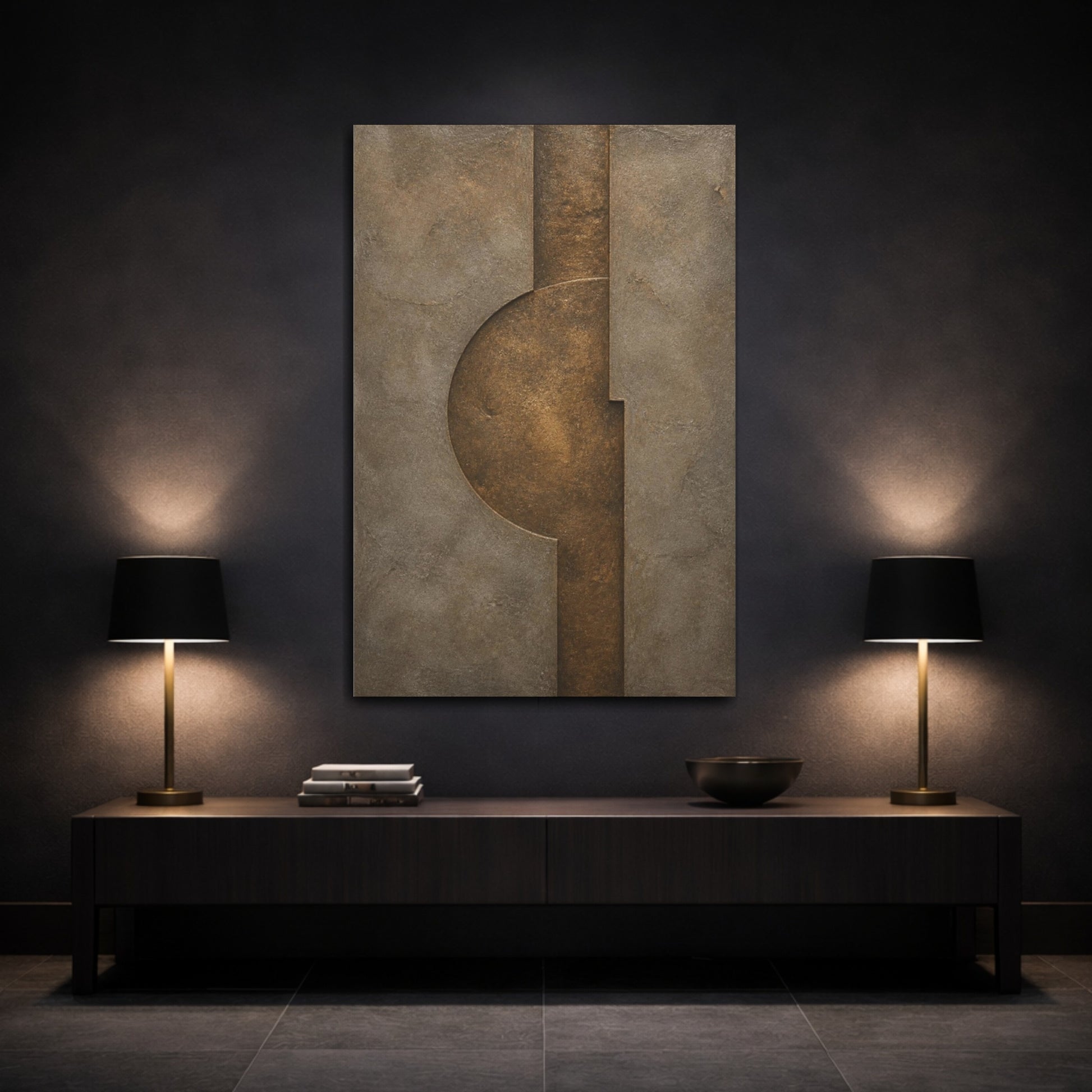 Mockup 3. Hidden Bronze Circle shown as canvas print