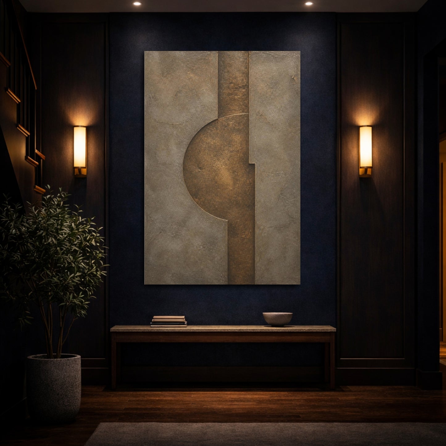 Mockup 4. Hidden Bronze Circle shown as canvas print