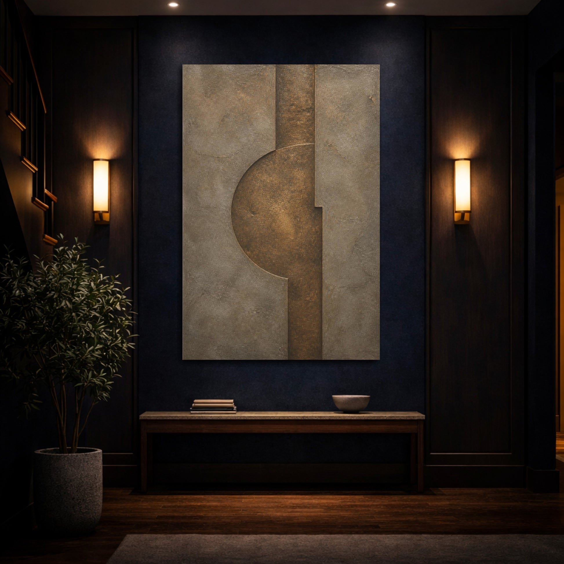 Mockup 4. Hidden Bronze Circle shown as canvas print
