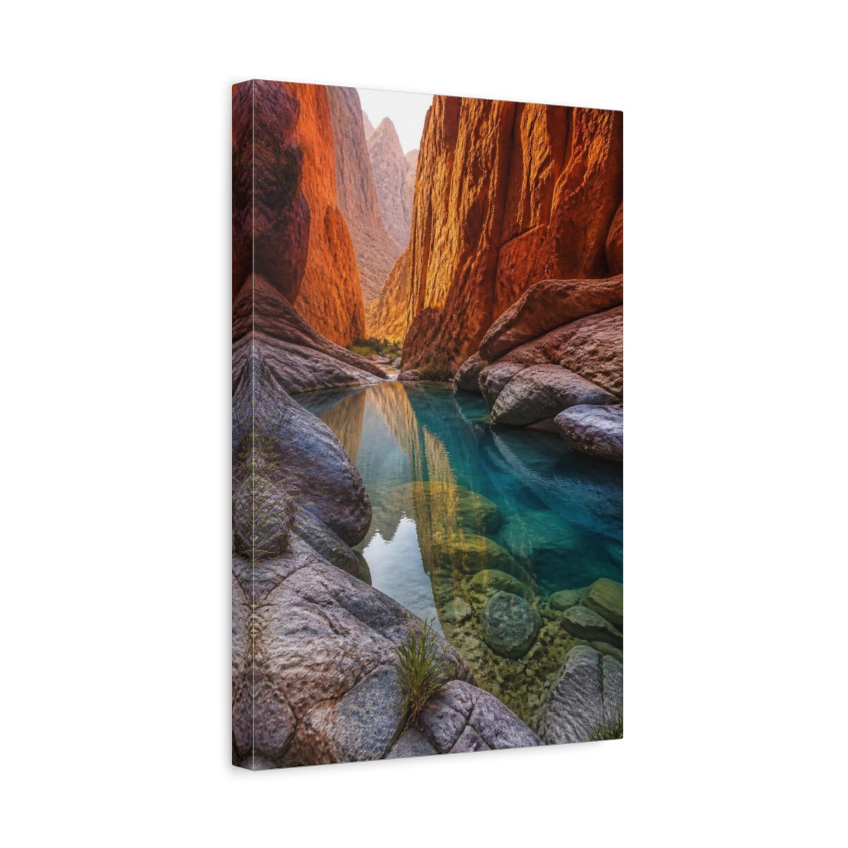 Side Mockup 4. Hidden Canyon Landscape shown as canvas print