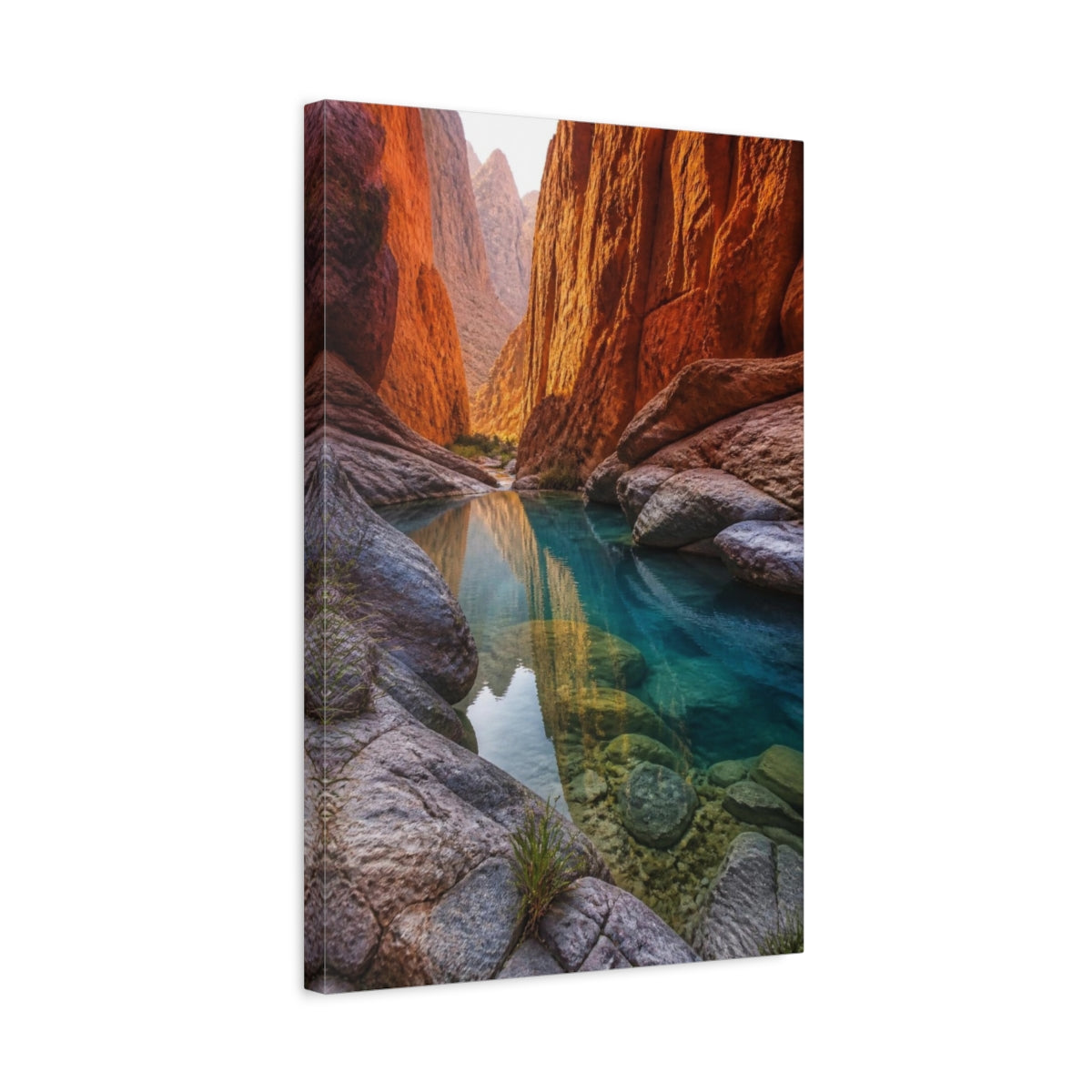 Side Mockup 3. Hidden Canyon Landscape shown as canvas print