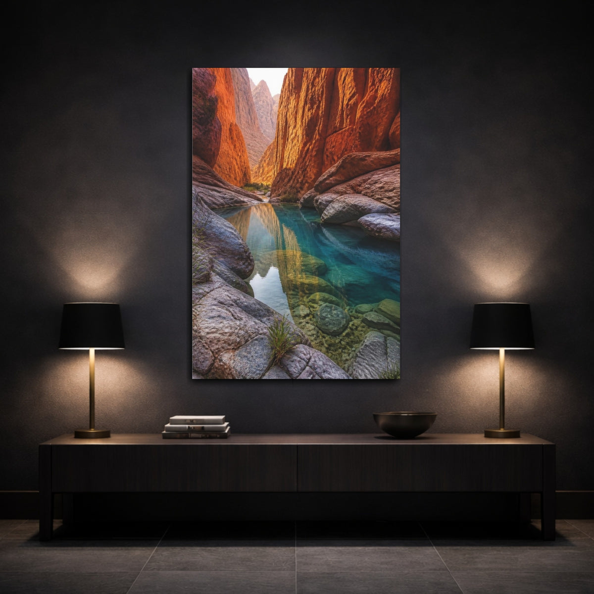 Mockup 3. Hidden Canyon Landscape shown as canvas print