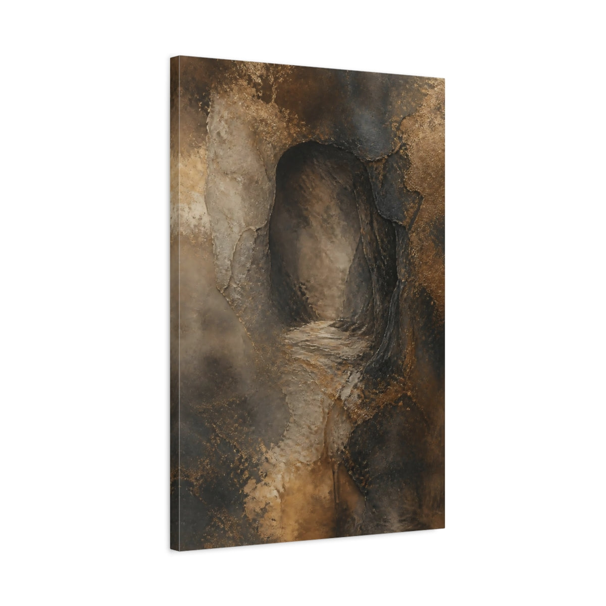 Side Mockup 2. Hidden Cave Abstract shown as canvas print