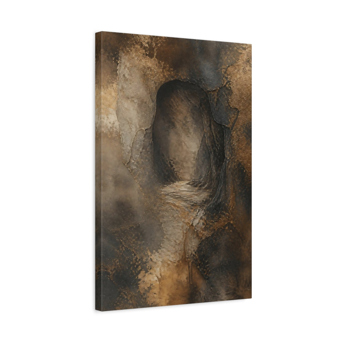 Side Mockup 3. Hidden Cave Abstract shown as canvas print