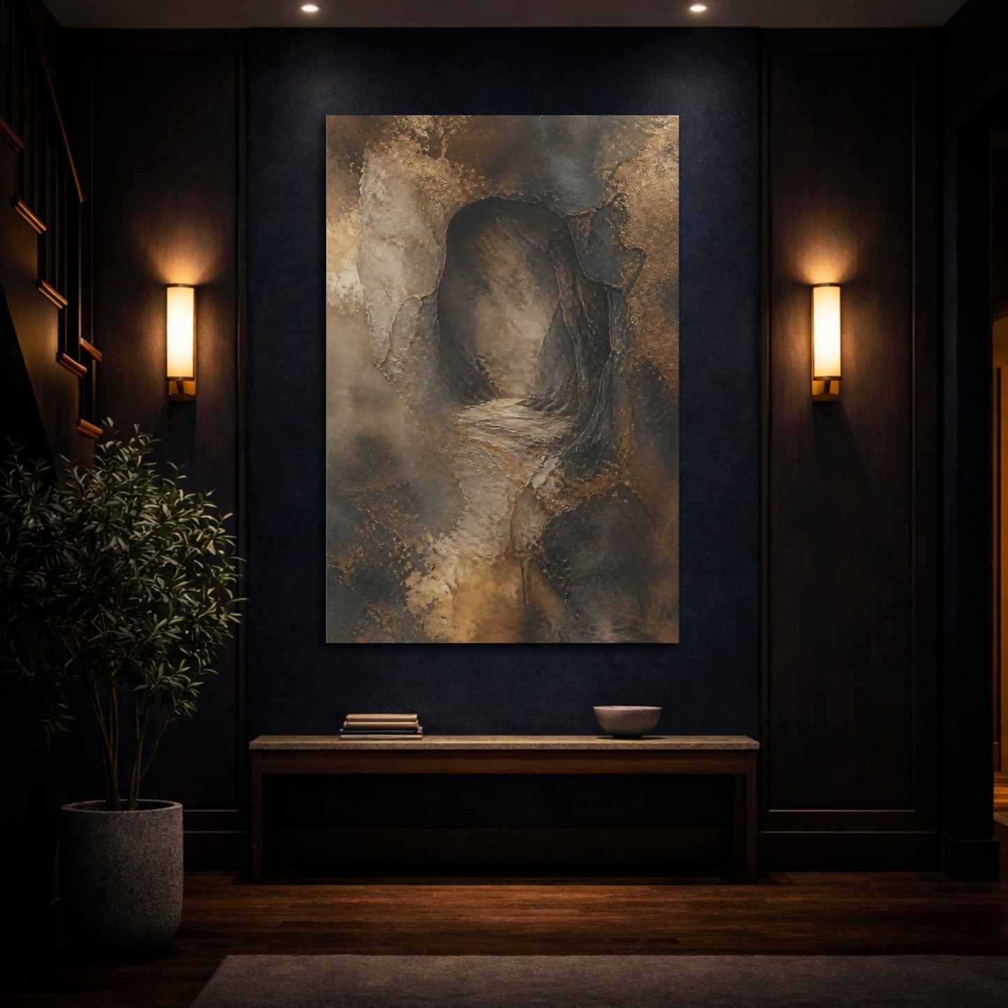 Mockup 4. Hidden Cave Abstract shown as canvas print