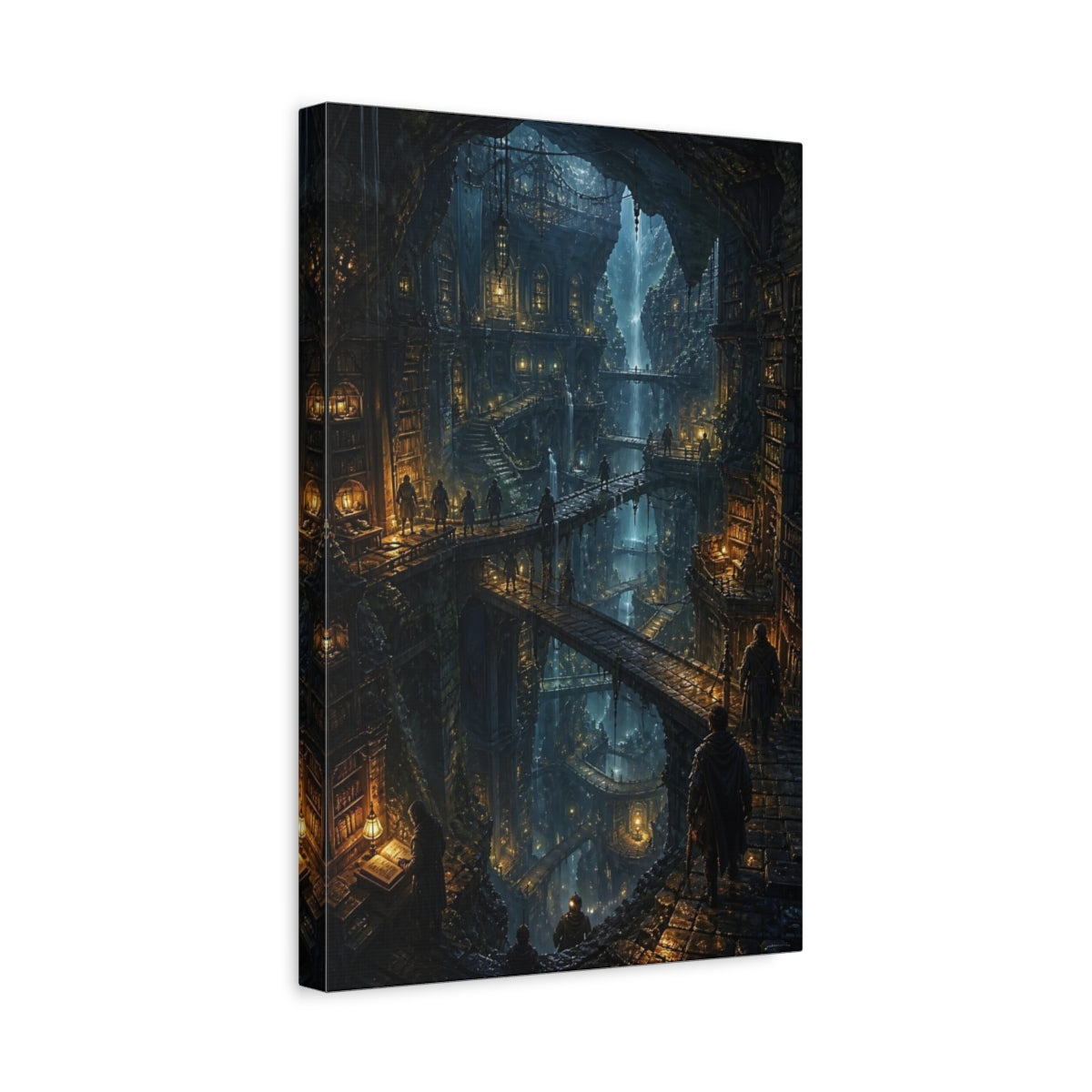 Side Mockup 4. Hidden Cavern Library shown as canvas print
