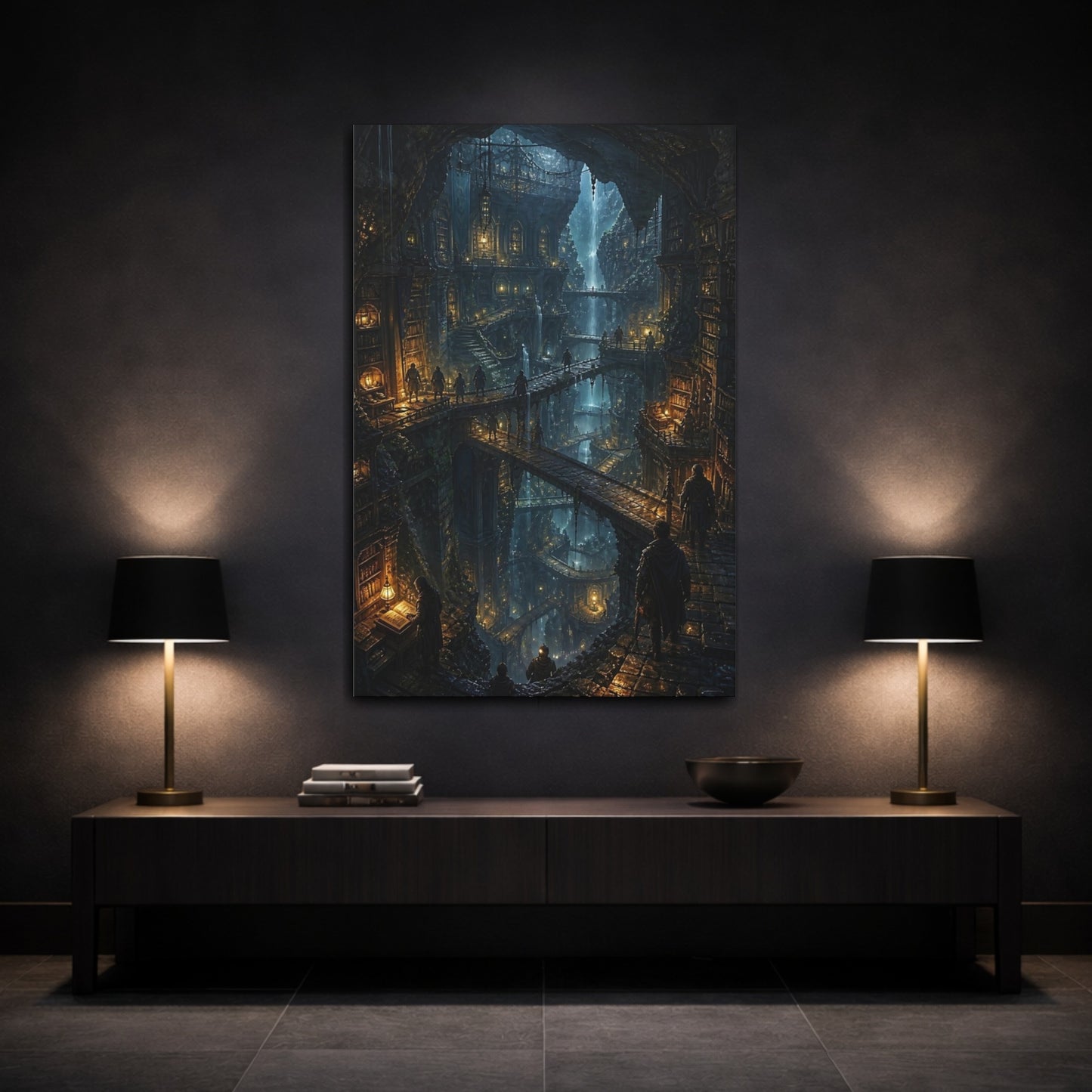 Mockup 3. Hidden Cavern Library shown as canvas print