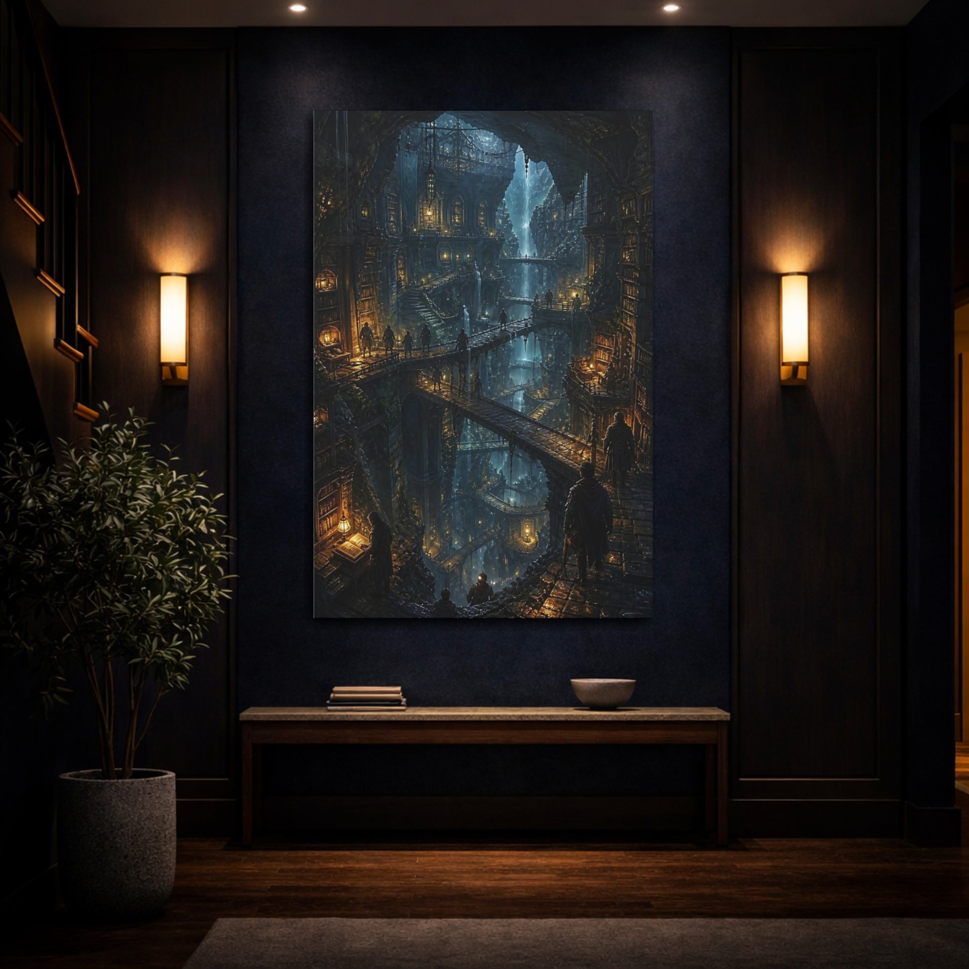Mockup 4. Hidden Cavern Library shown as canvas print