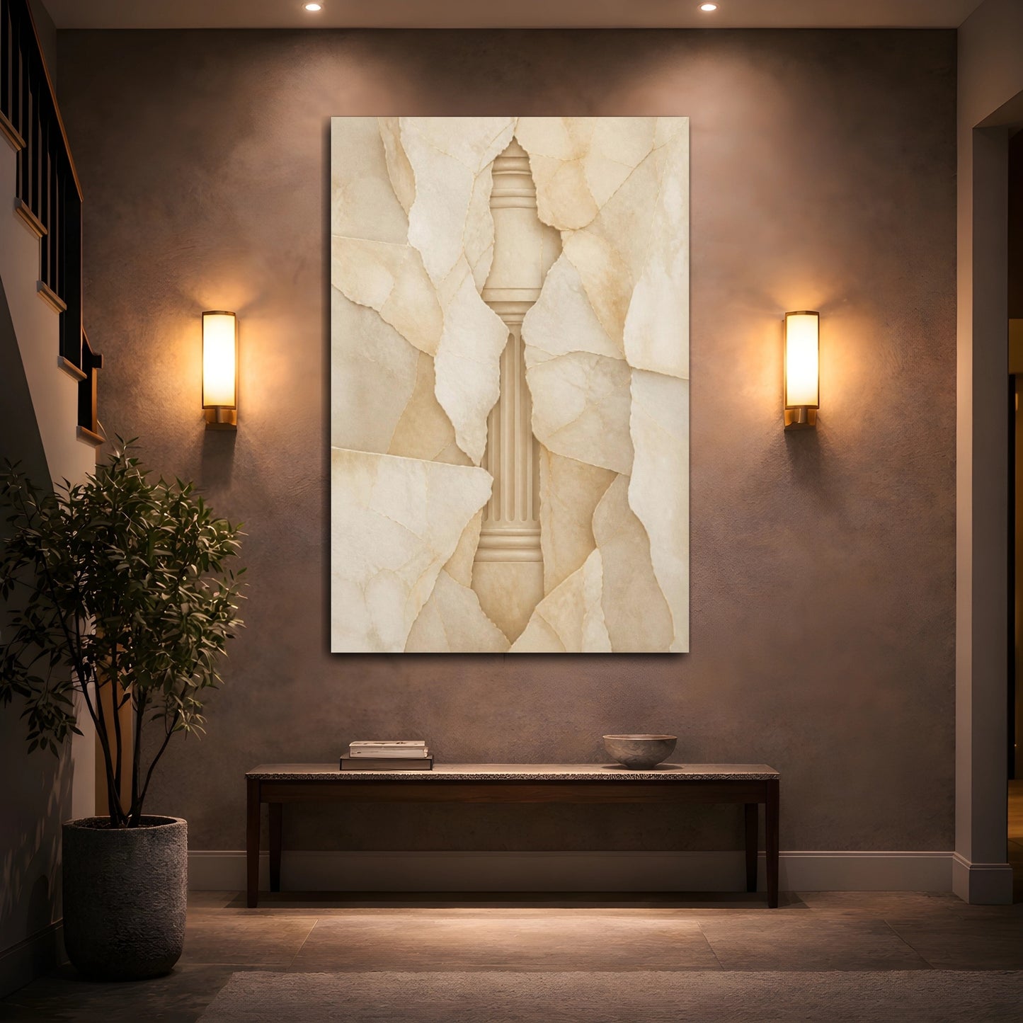 Mockup 2. Hidden Column Abstract shown as canvas print