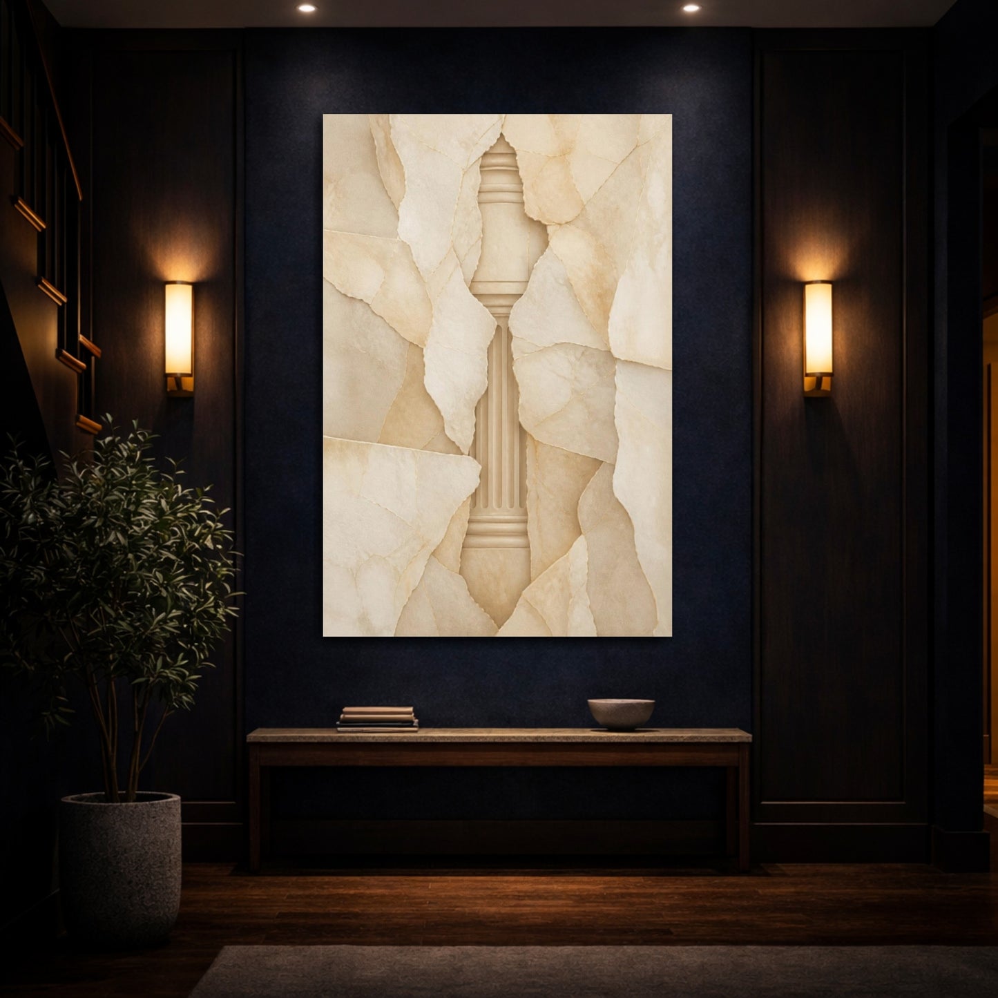 Mockup 4. Hidden Column Abstract shown as canvas print