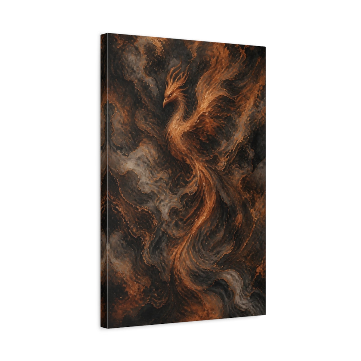Side Mockup 3. Hidden Copper Phoenix shown as canvas print