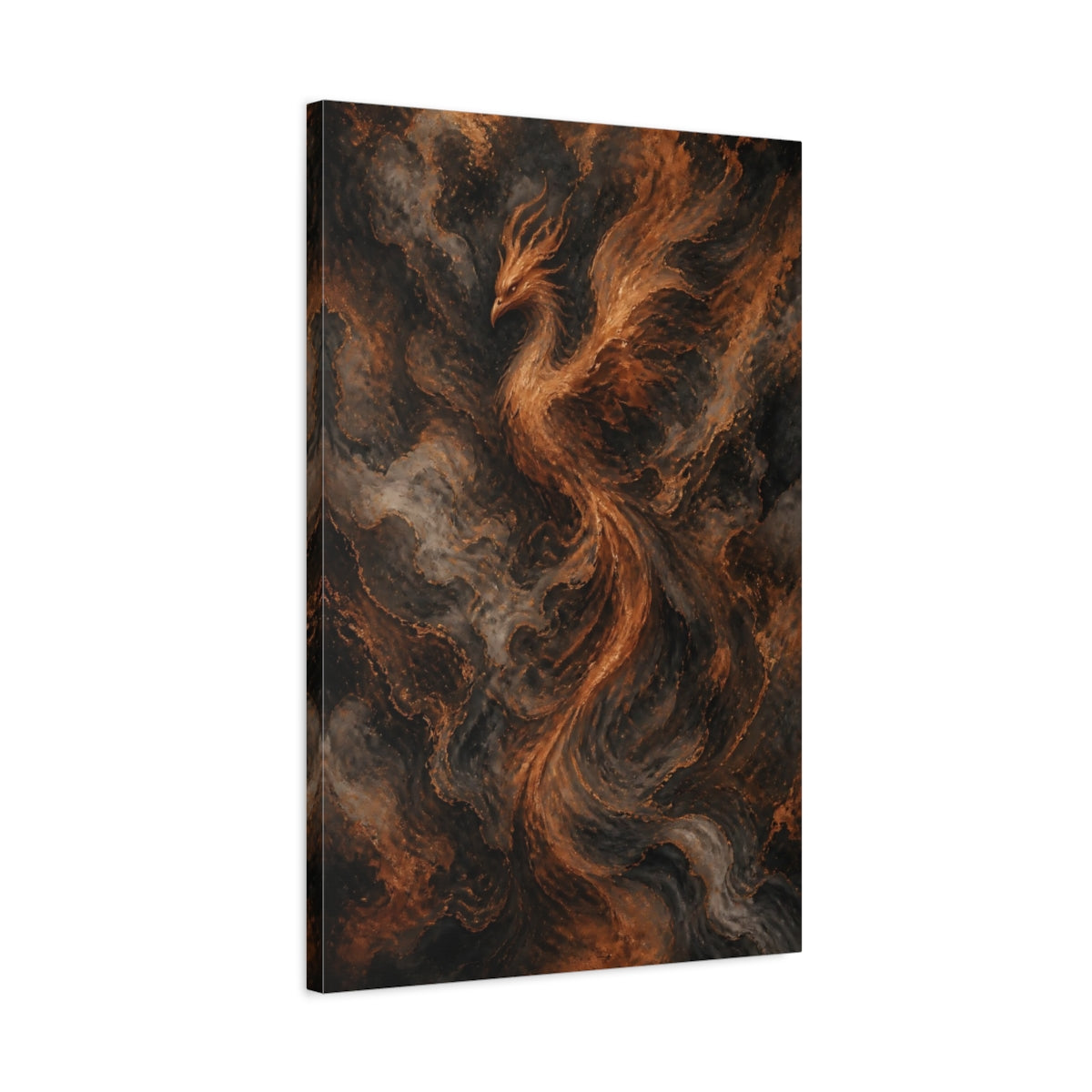 Side Mockup 2. Hidden Copper Phoenix shown as canvas print