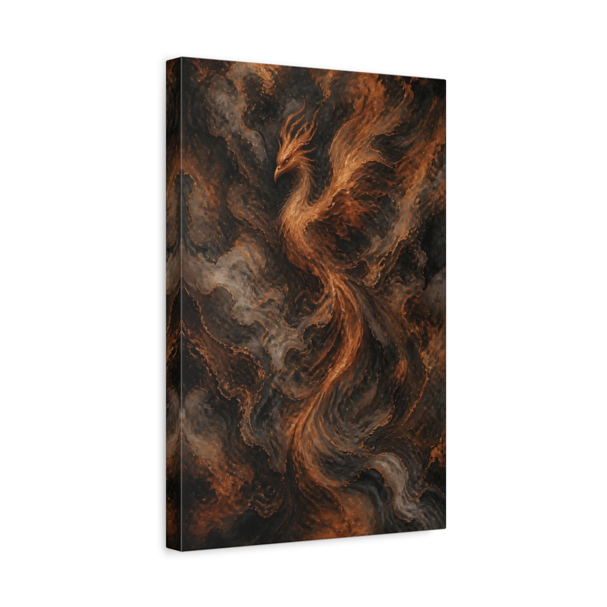 Side Mockup 4. Hidden Copper Phoenix shown as canvas print