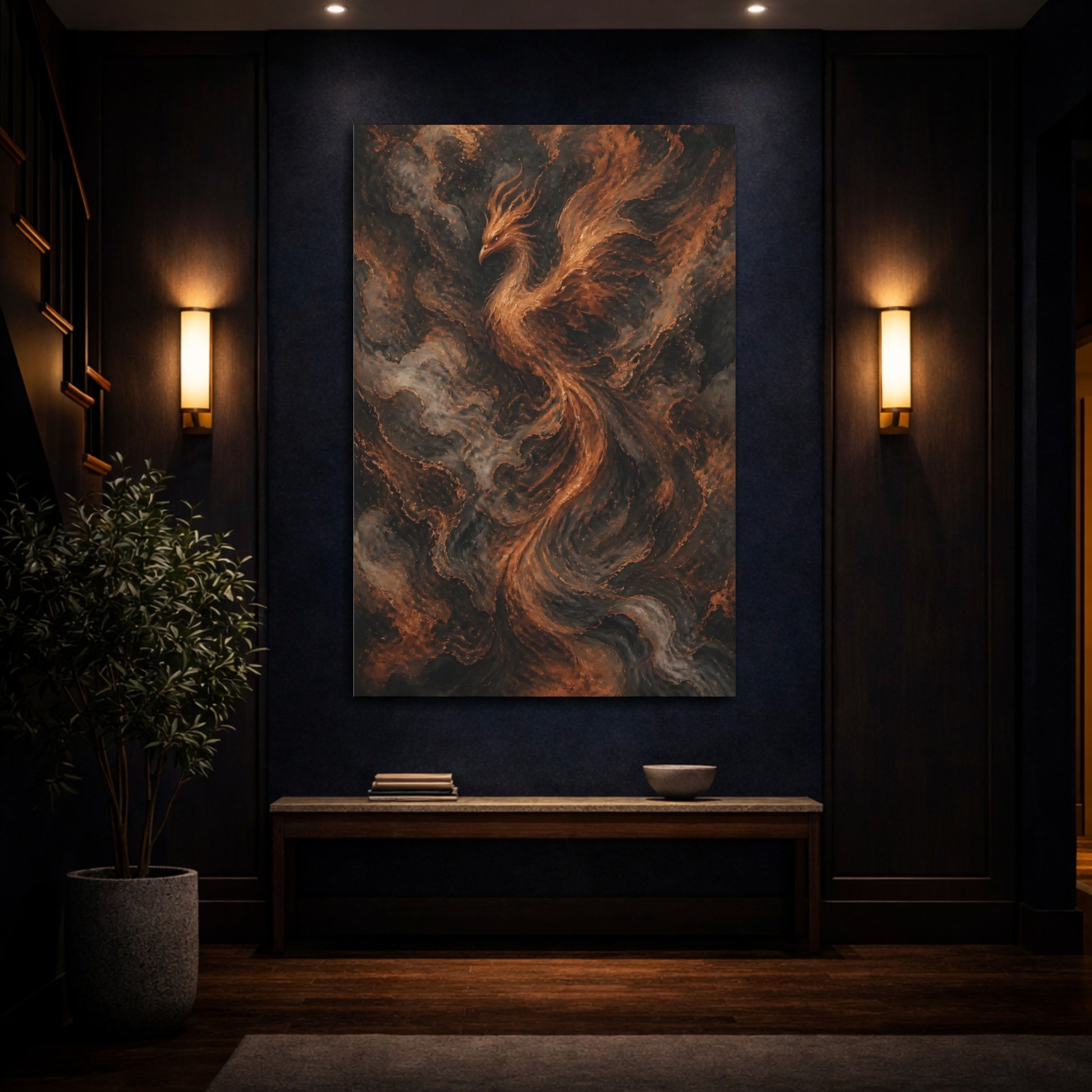 Mockup 4. Hidden Copper Phoenix shown as canvas print
