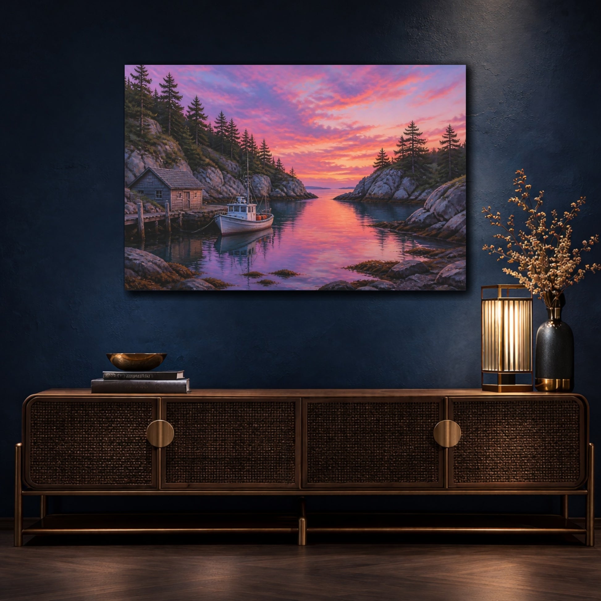 Mockup 4. Hidden Cove At Twilight shown as canvas print