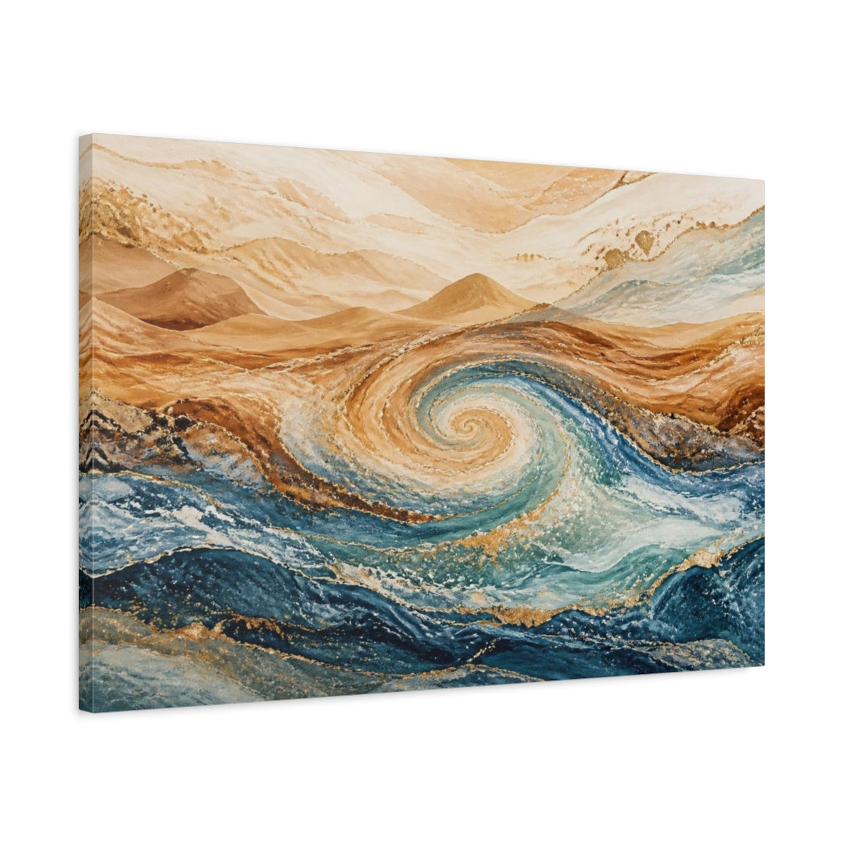 Side Mockup 2. Hidden Dune Spiral shown as canvas print