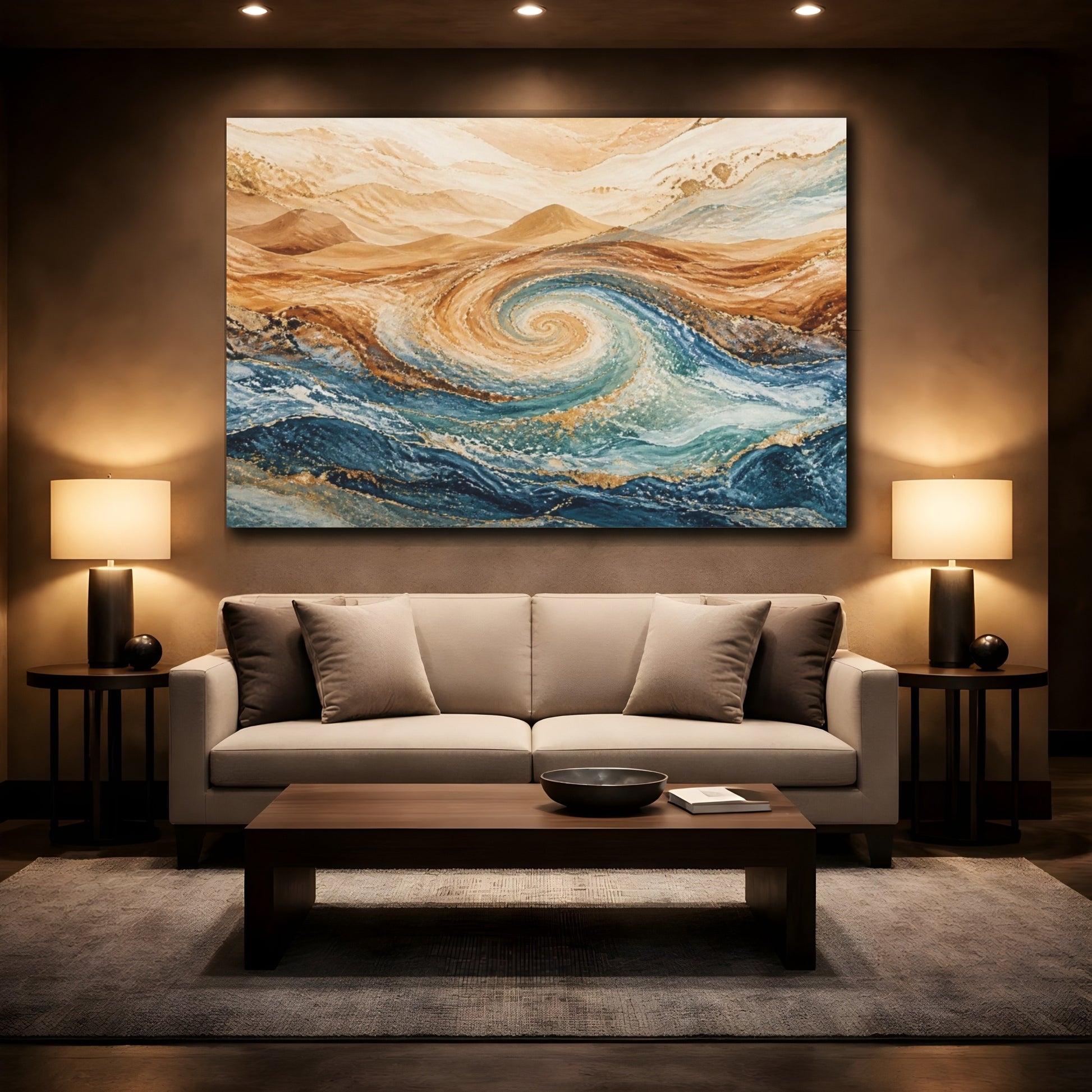 Mockup 2. Hidden Dune Spiral shown as canvas print