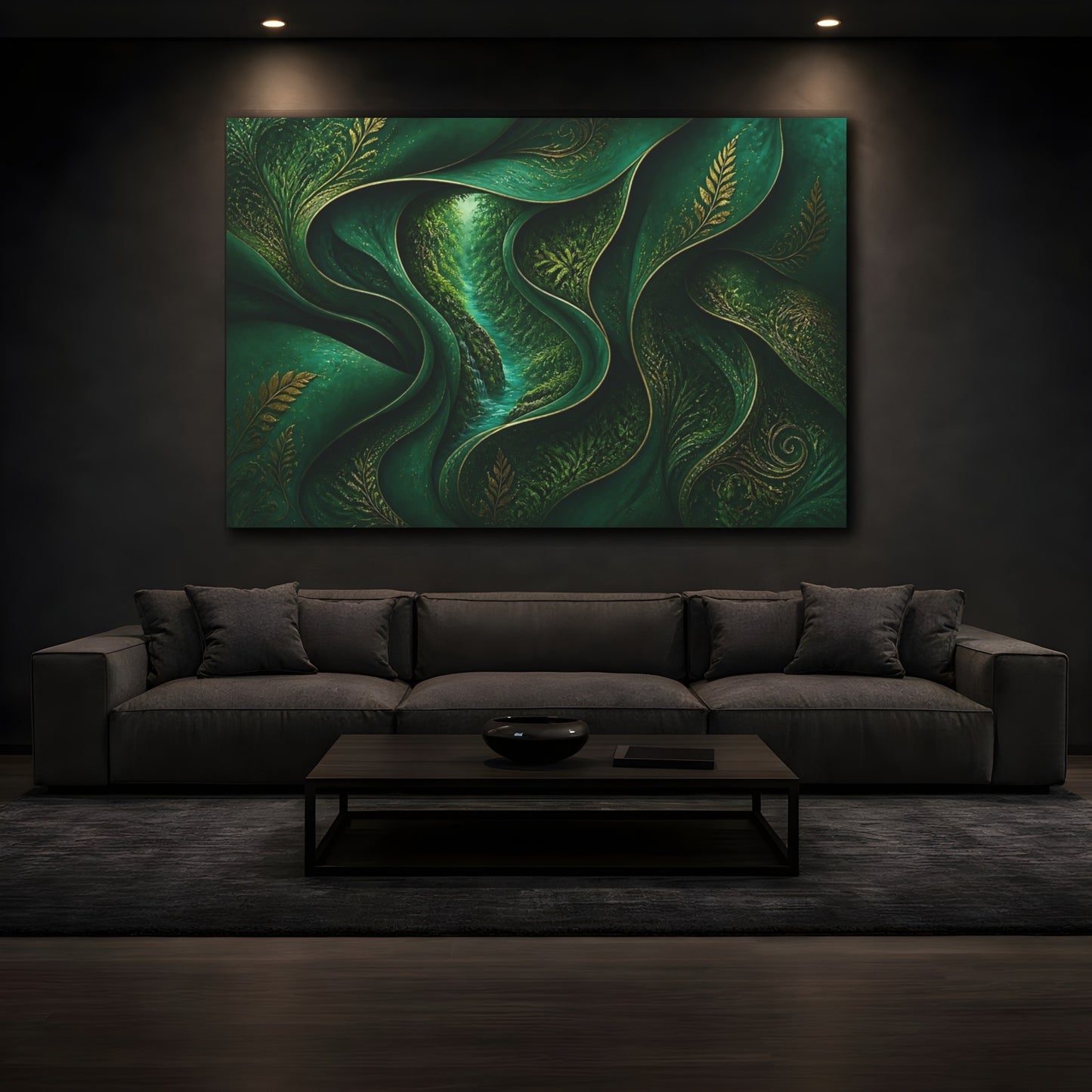 Mockup 3. Hidden Emerald River shown as canvas print