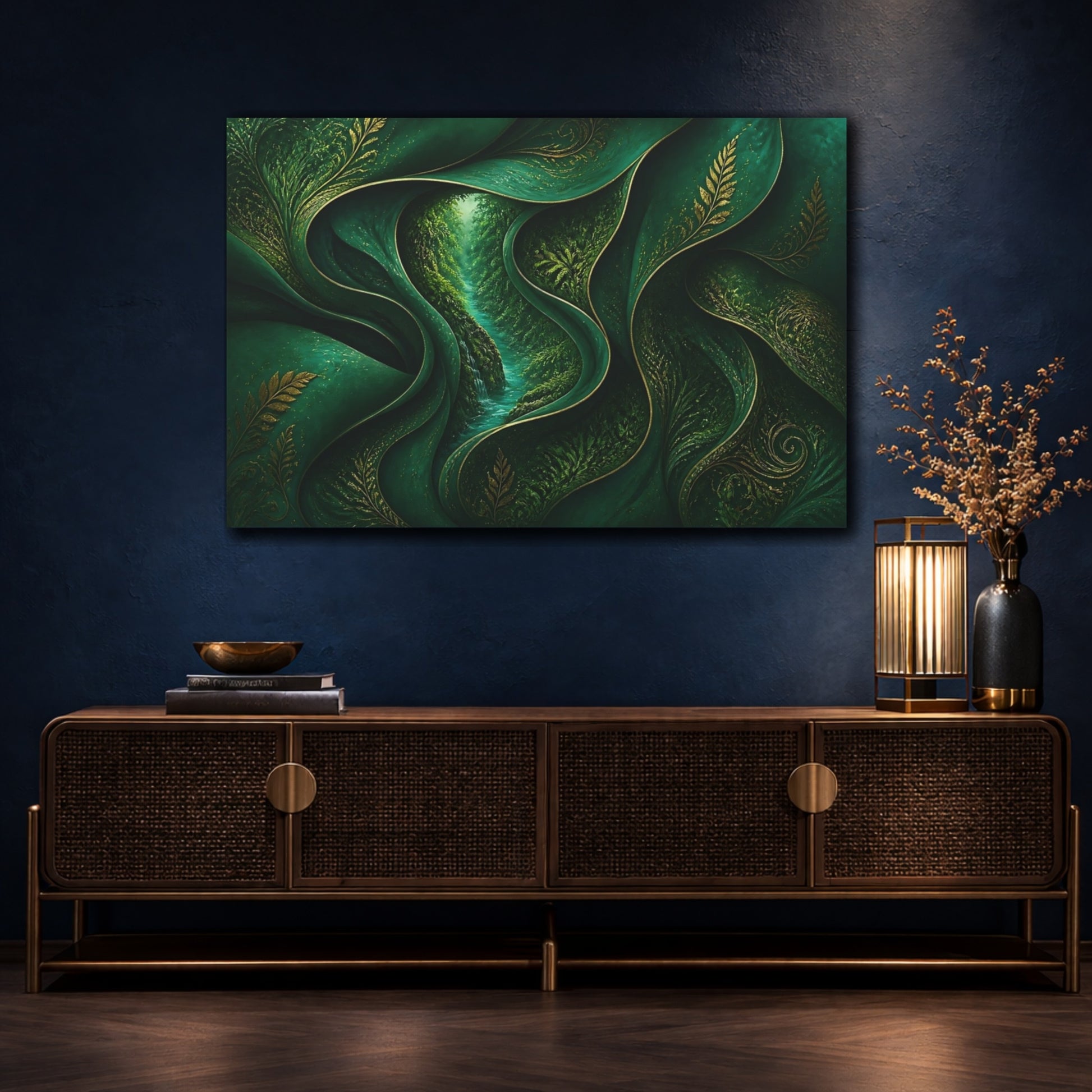 Mockup 4. Hidden Emerald River shown as canvas print