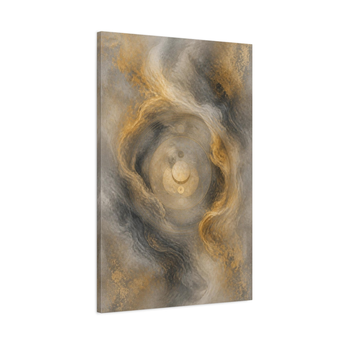 Main Mockup. Hidden Geometric Circle shown as canvas print
