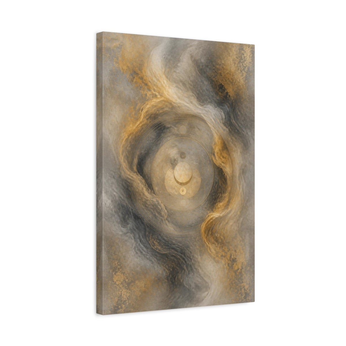 Side Mockup 3. Hidden Geometric Circle shown as canvas print
