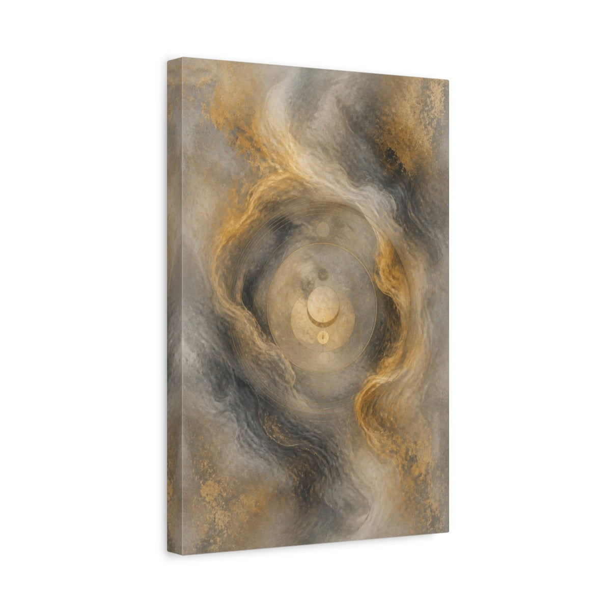 Side Mockup 4. Hidden Geometric Circle shown as canvas print