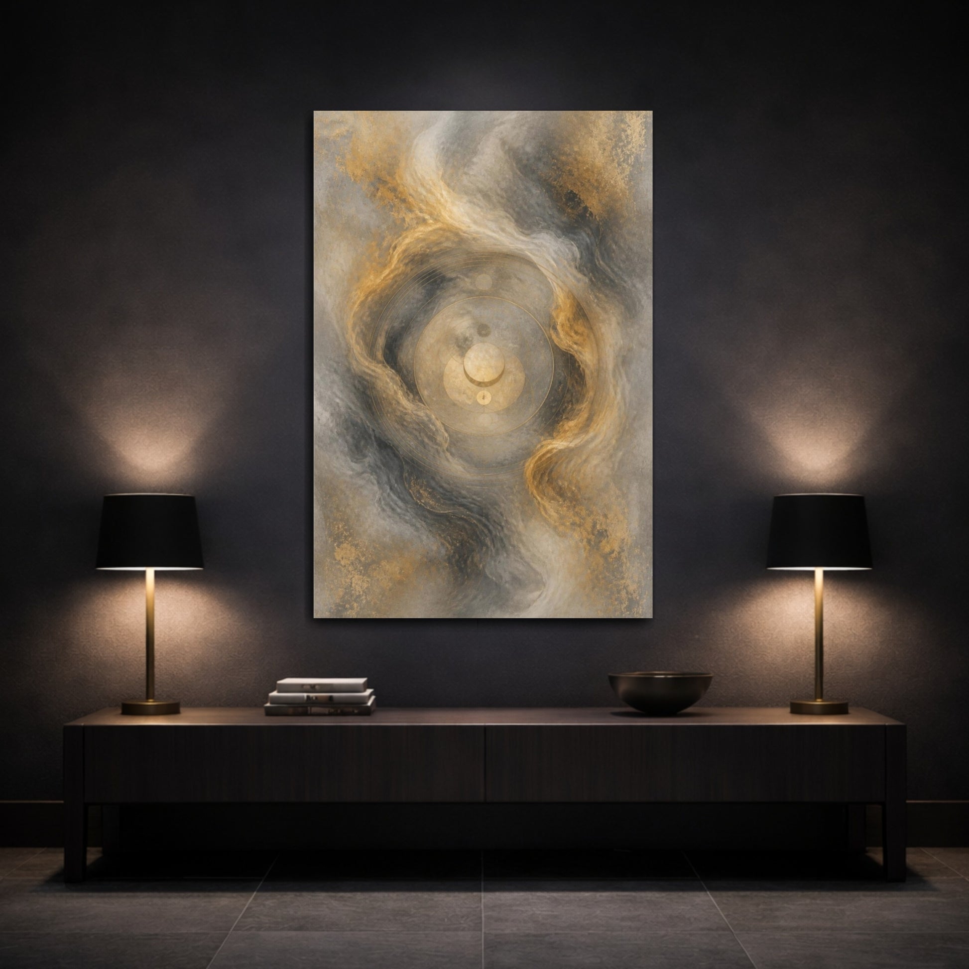 Mockup 3. Hidden Geometric Circle shown as canvas print