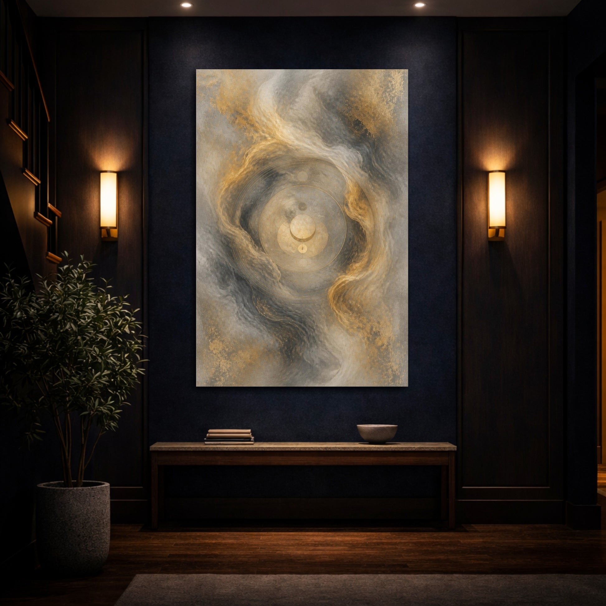 Mockup 4. Hidden Geometric Circle shown as canvas print