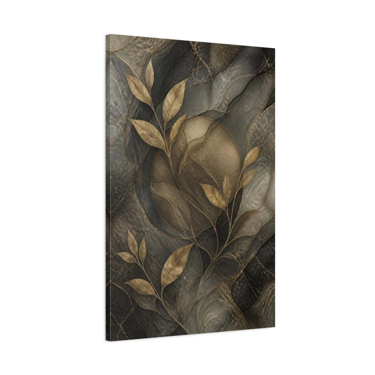 Main Mockup. Hidden Gold Leaves shown as canvas print