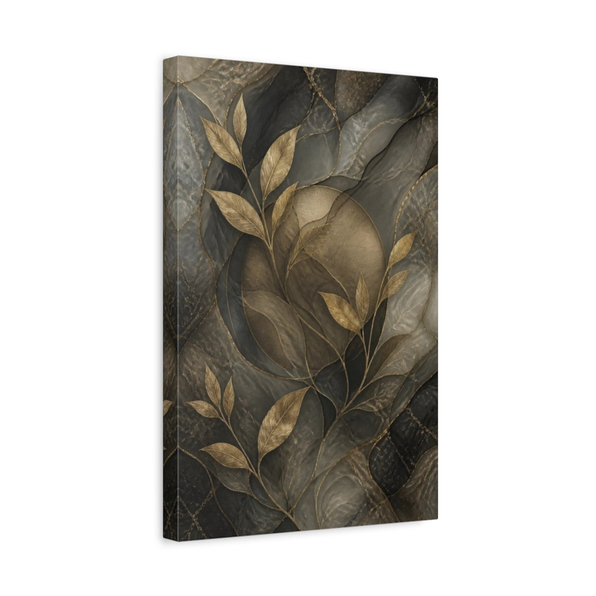 Side Mockup 4. Hidden Gold Leaves shown as canvas print