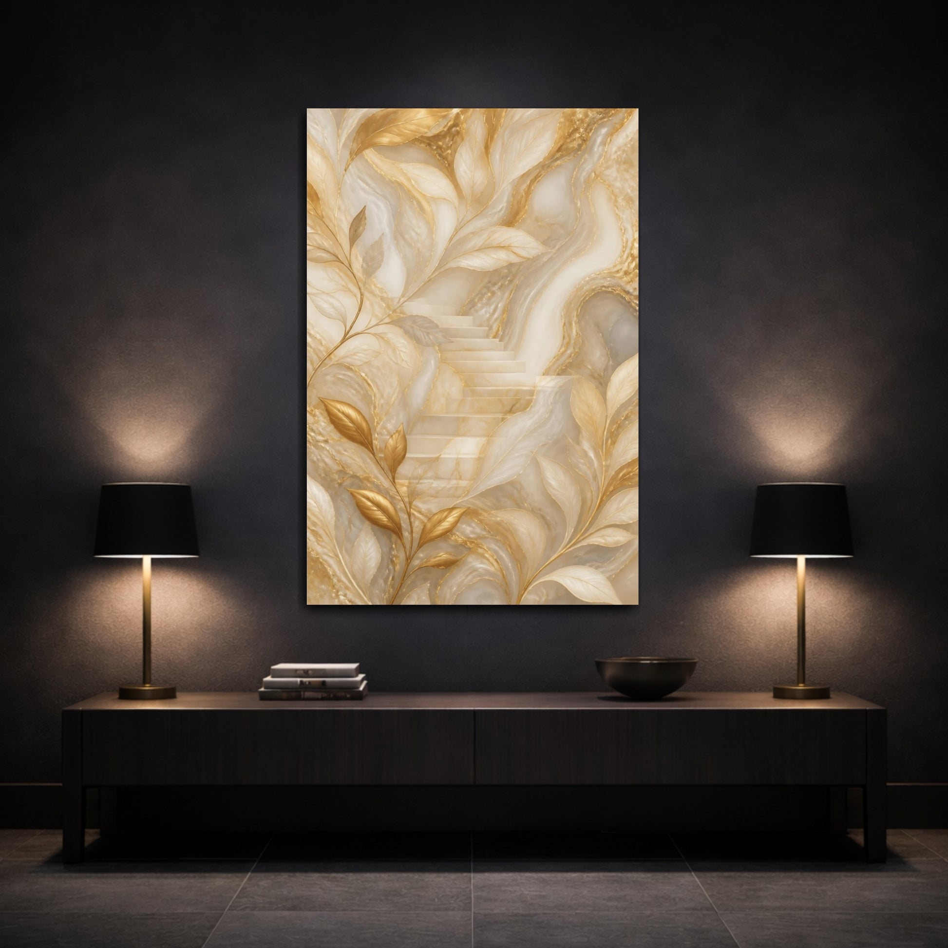 Mockup 3. Hidden Gold Staircase shown as canvas print