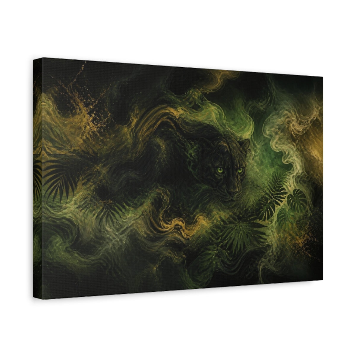 Side Mockup 4. Hidden Jungle Panther shown as canvas print