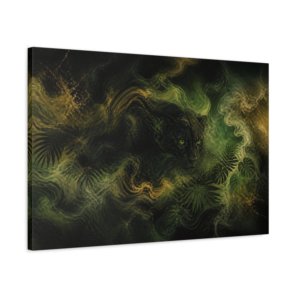 Side Mockup 2. Hidden Jungle Panther shown as canvas print