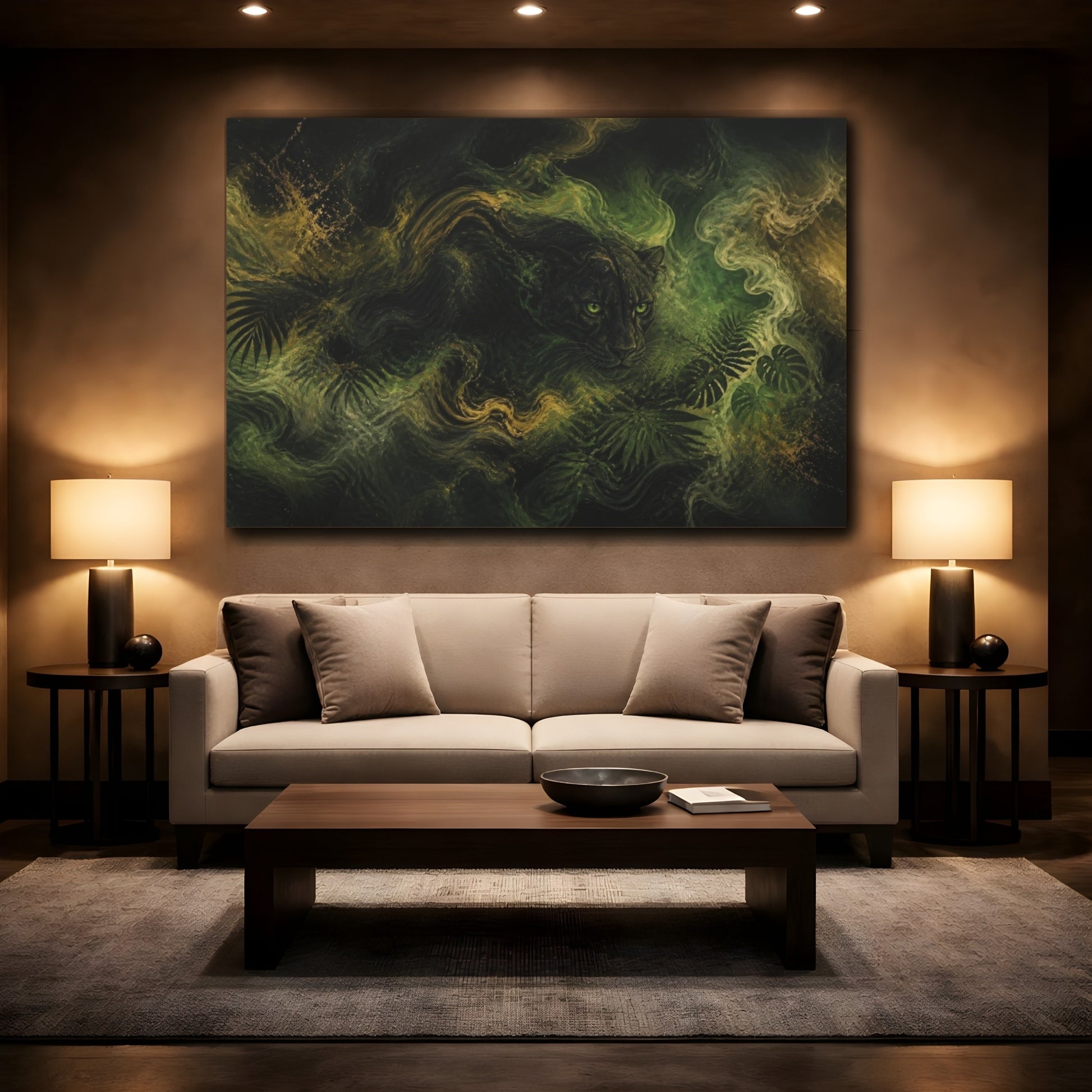 Mockup 2. Hidden Jungle Panther shown as canvas print