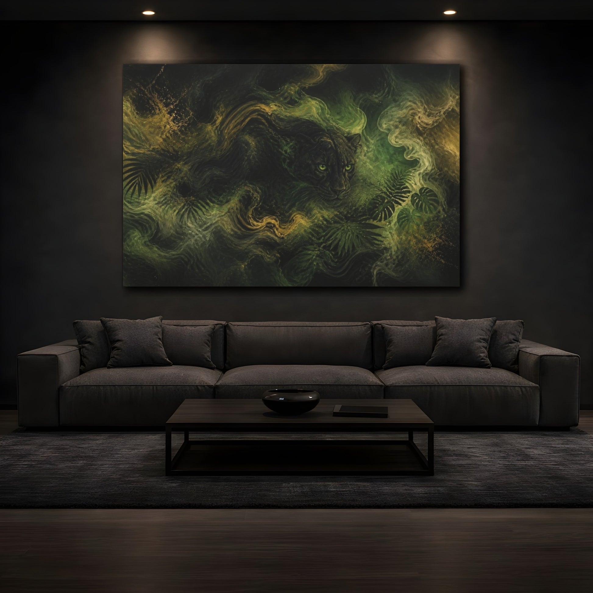 Mockup 3. Hidden Jungle Panther shown as canvas print