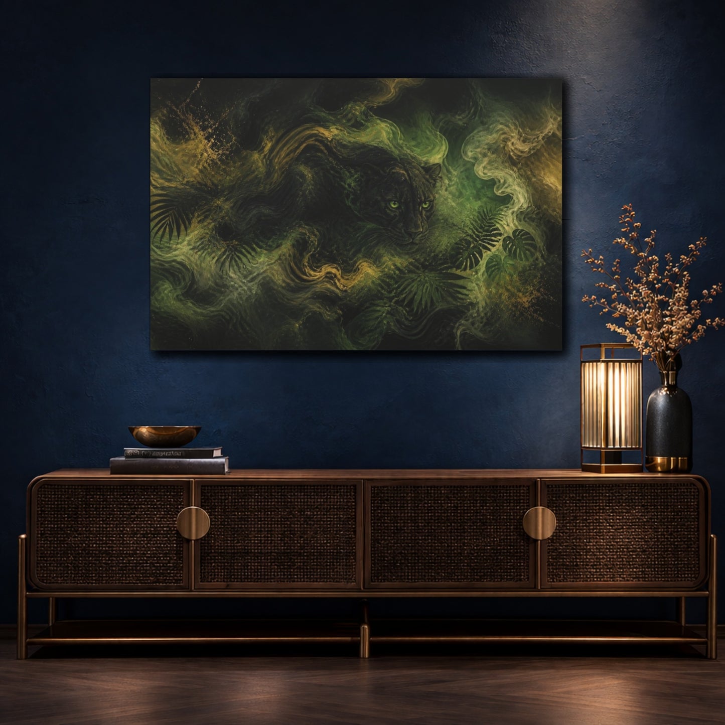 Mockup 4. Hidden Jungle Panther shown as canvas print
