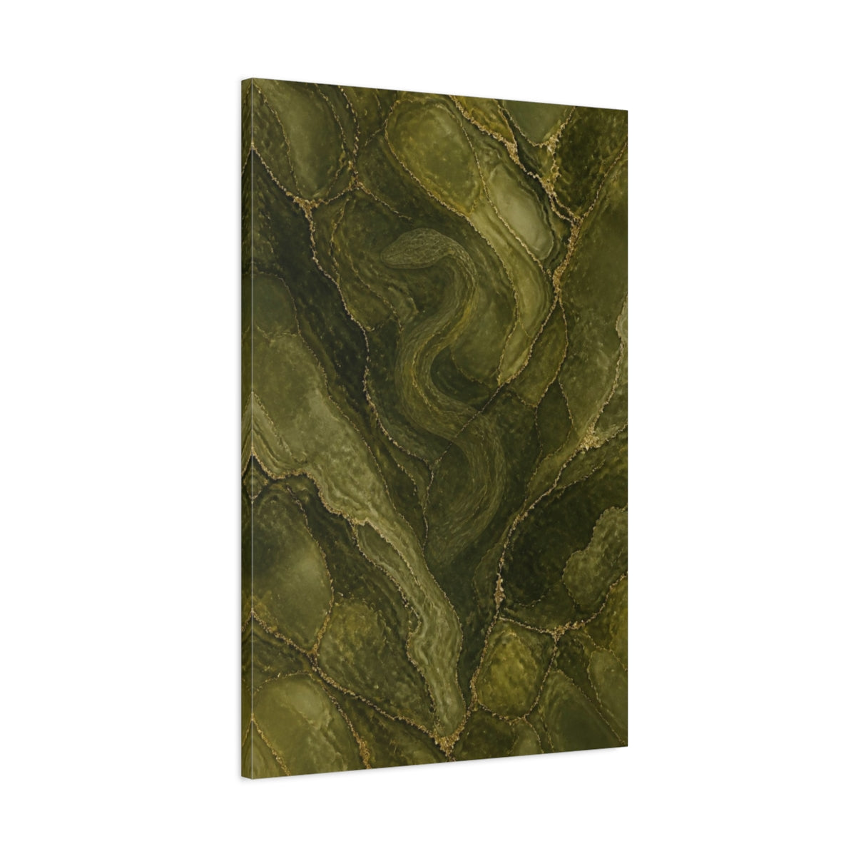 Main Mockup. Hidden Olive Serpent shown as canvas print