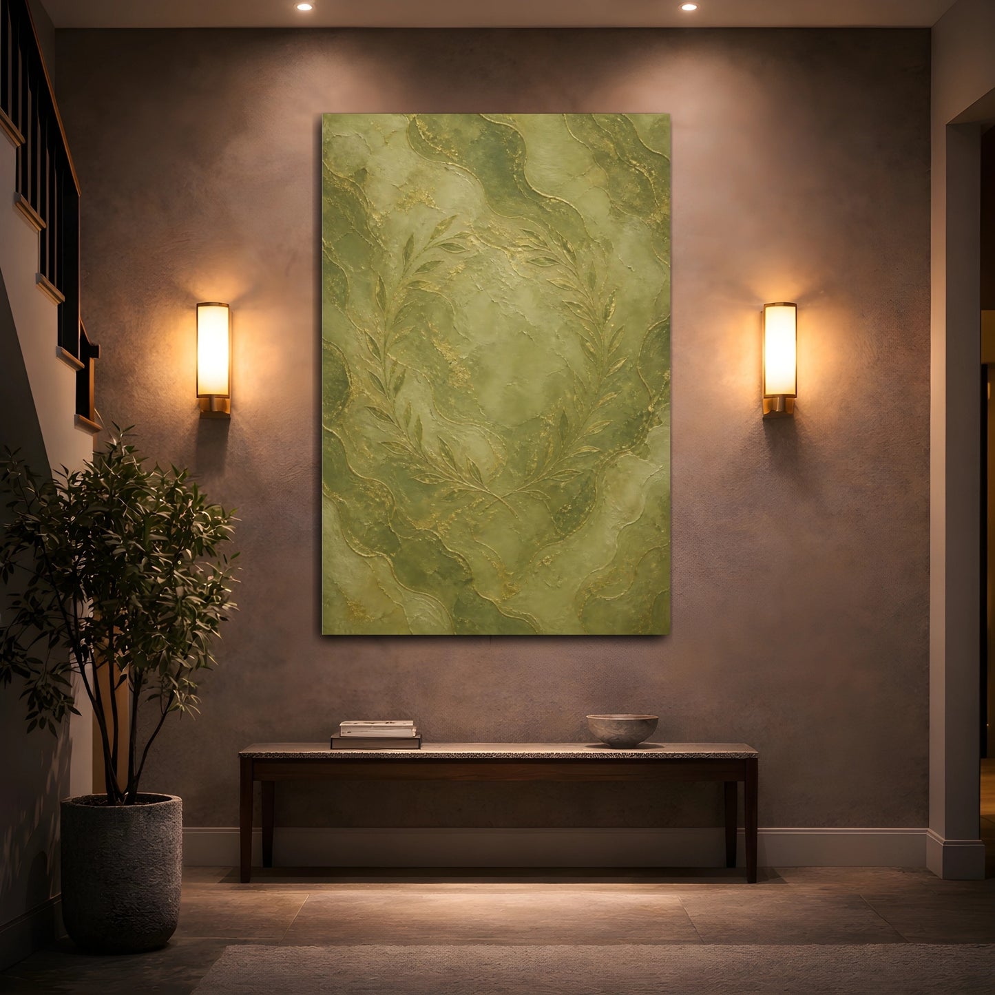 Mockup 2. Hidden Olive Wreath shown as canvas print
