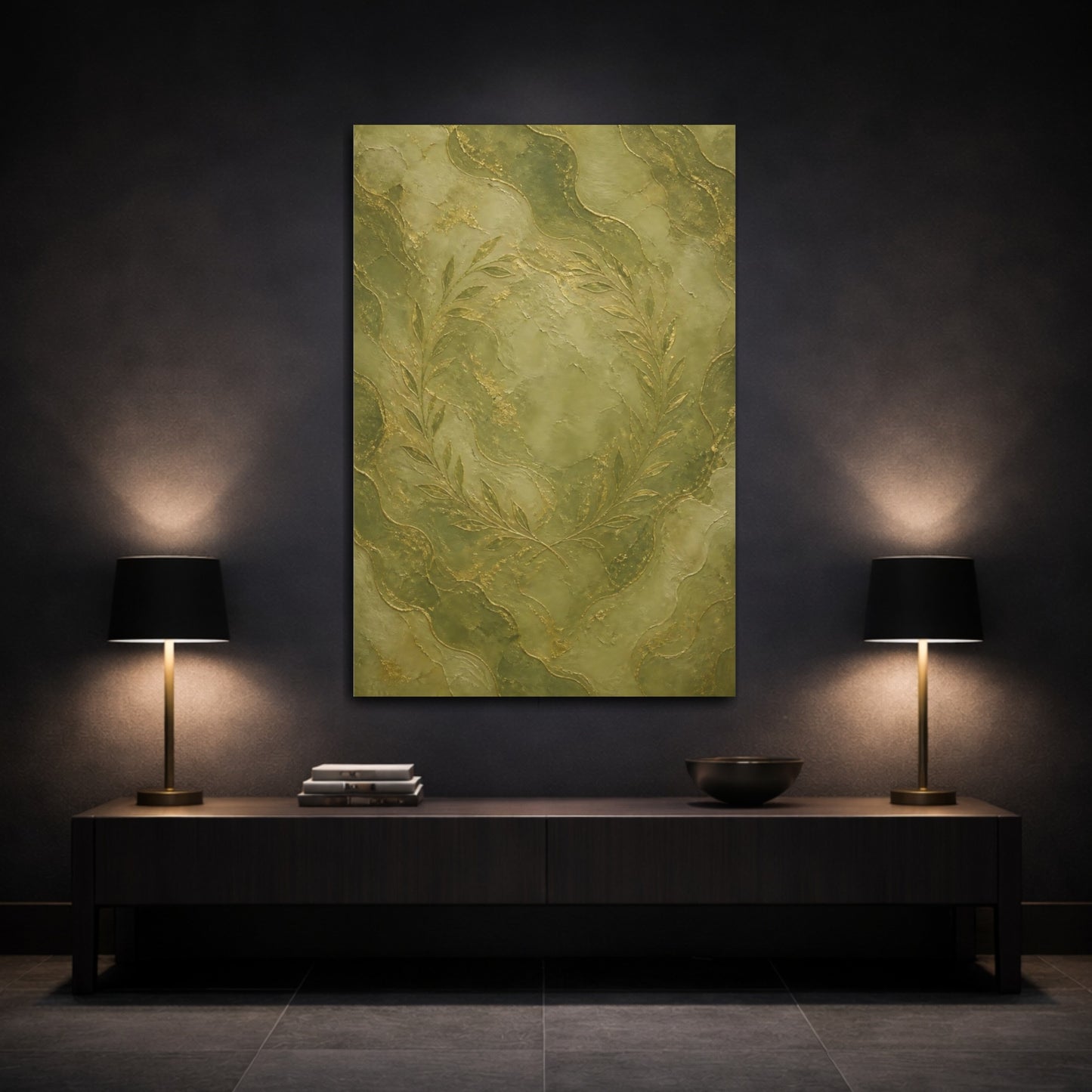 Mockup 3. Hidden Olive Wreath shown as canvas print